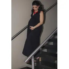 Vestido largo materno negro de algodón, Talla de Ropa Materna: S