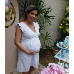 Vestido materno blanco corto arriba de la rodilla, Talla de Ropa Materna: S