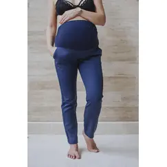 Pantalón materno con cintura elástica color azul, Talla de Ropa Materna: S