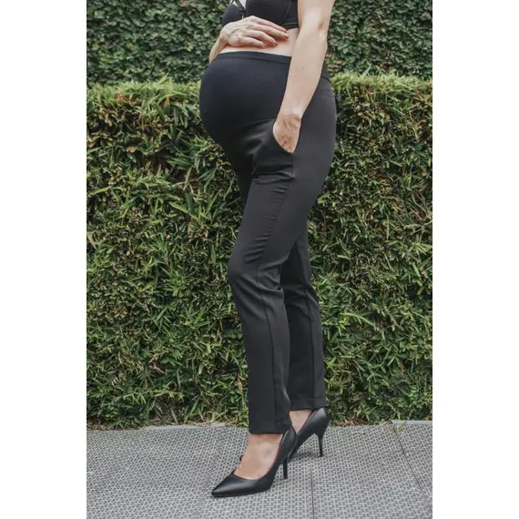 Pantalón materno con cintura elástica color negro, Talla de Ropa Materna: S
